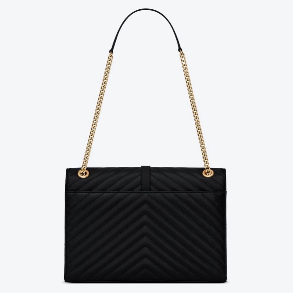NEW & Extremely Rare!! YSL SAINT LAURENT ENVELOPE LAMBSKIN SMOOTH LEATHER LARGE! - Picture 4 of 16